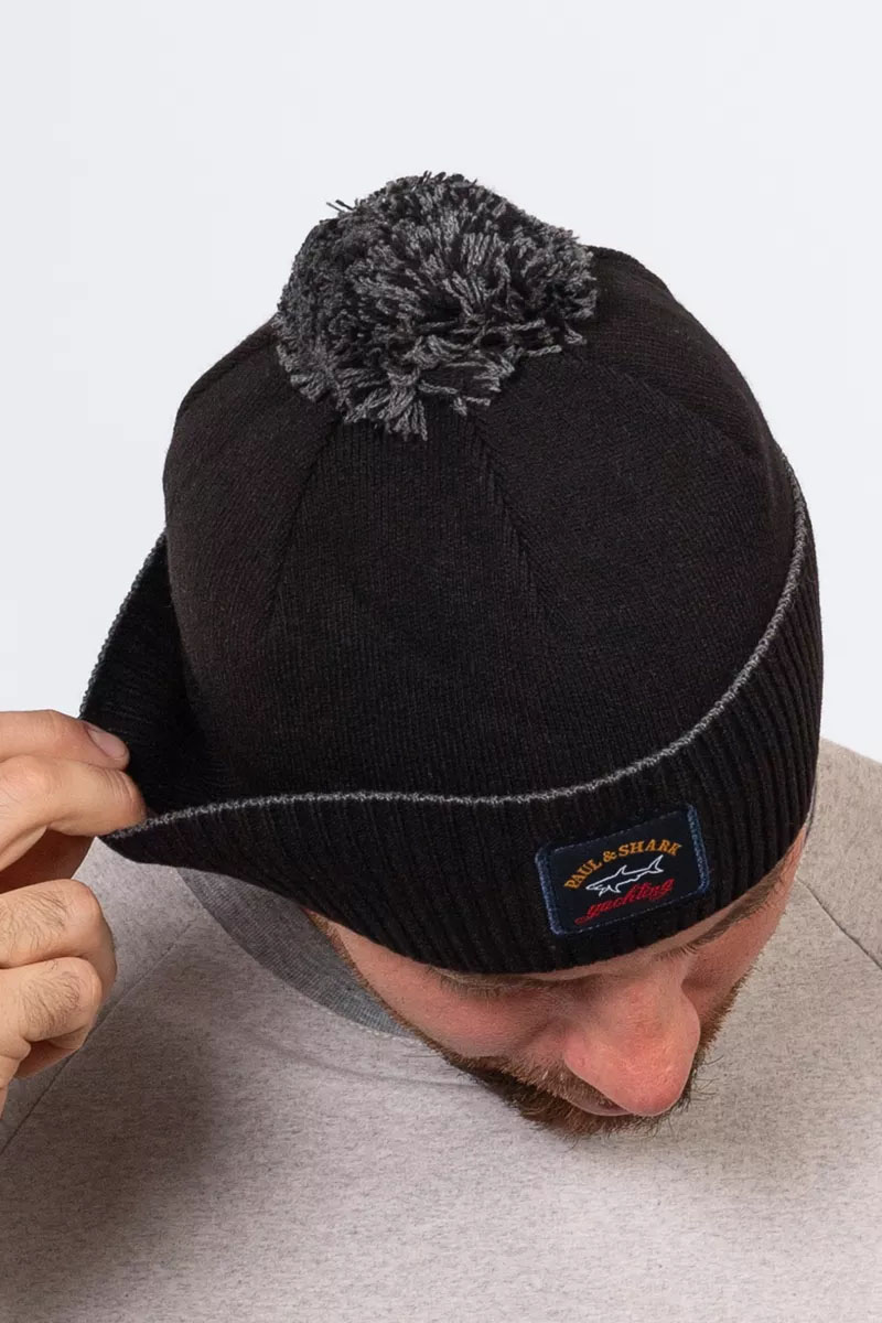 Paul & Shark Шапка на флисе logo-badge - Black 