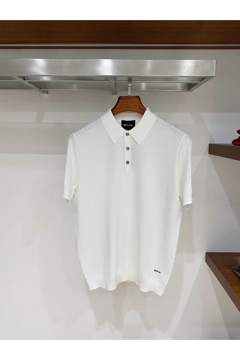 Kiton Мужское белое поло premium