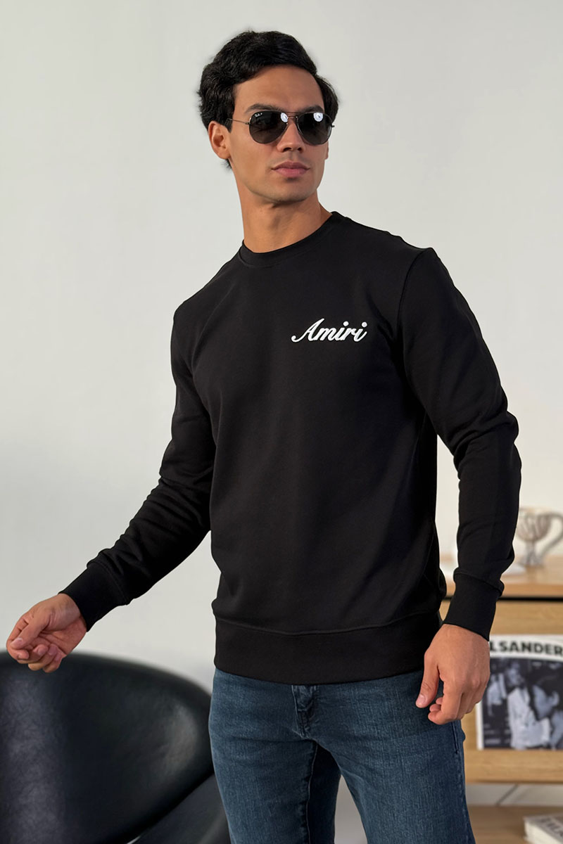 Amiri Мужской чёрный свитшот script embroidery