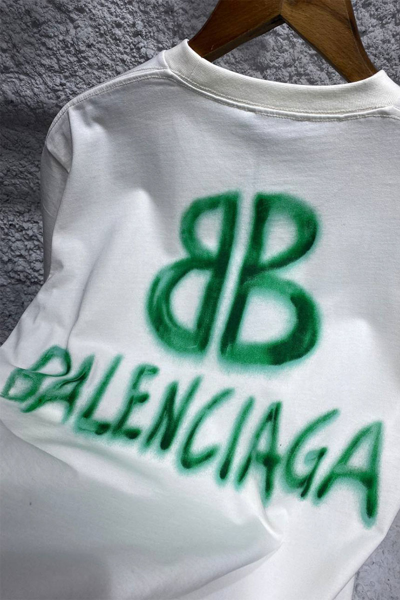 Balenciaga Мужская белая футболка graffiti-logo