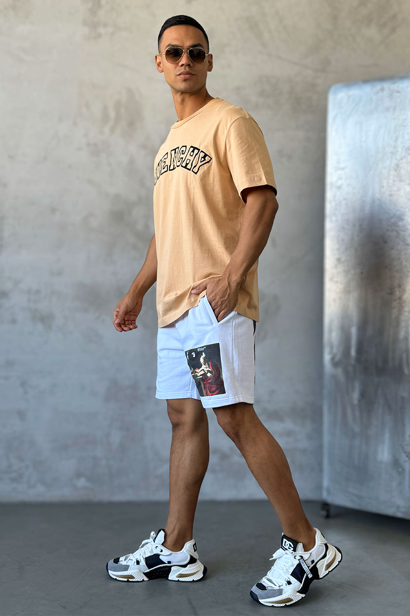 Off-White Мужские белые шорты Caravaggio Print 