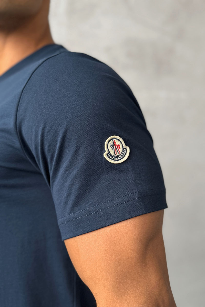 Moncler Мужская футболка logo-patch - Navy