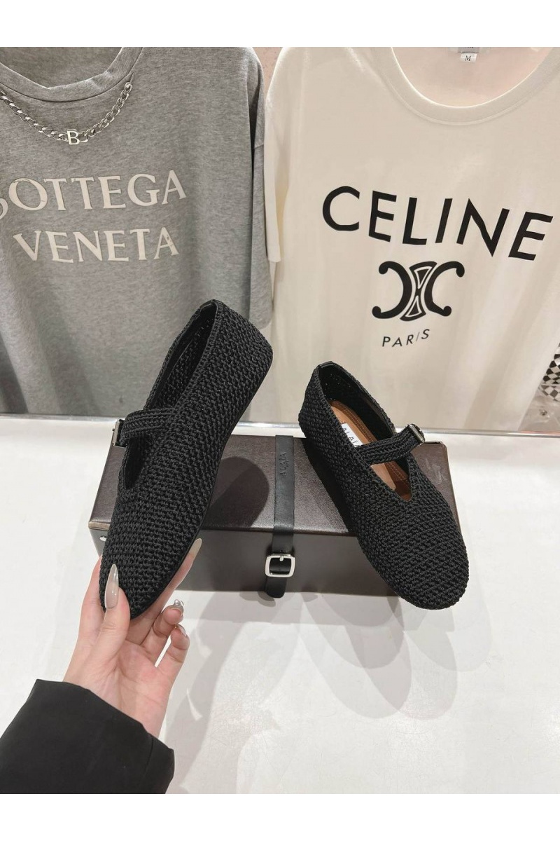 Designer Clothing Женские плетёные балетки ALaia Premium - Black