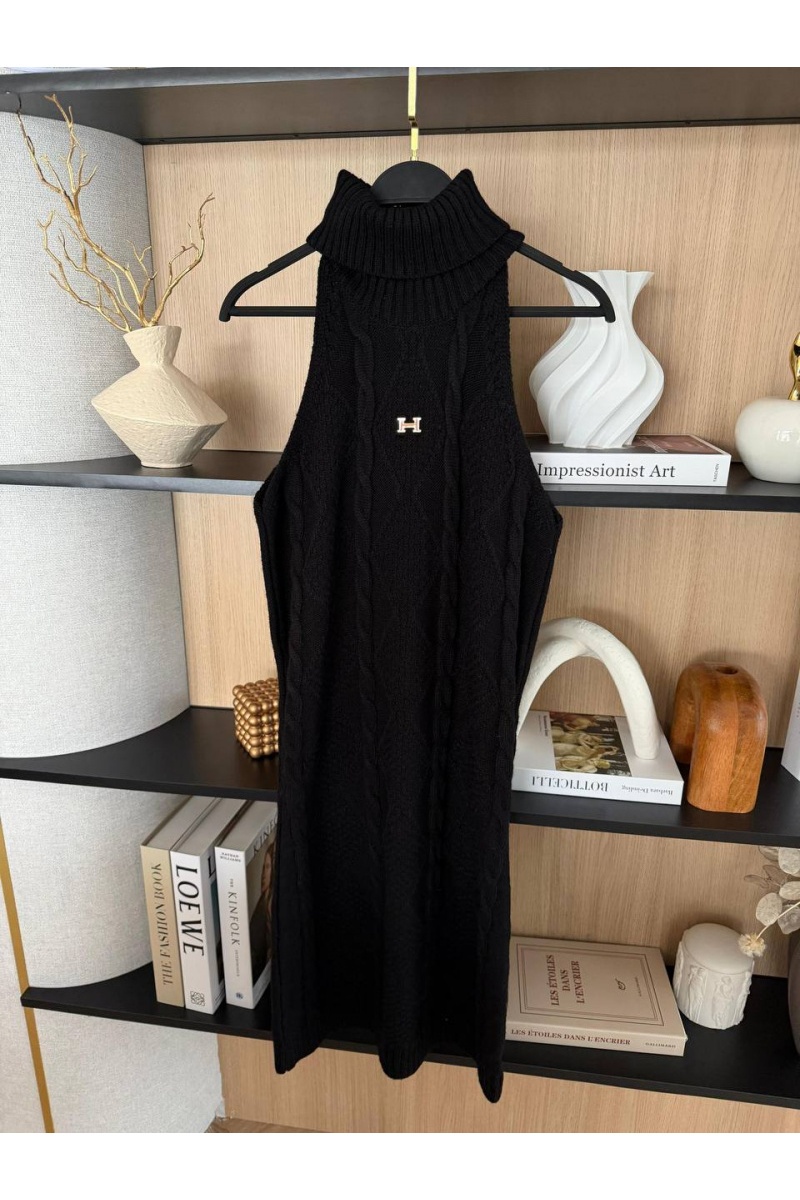 Hermes Женское вязаное платье Hermes Premium - Black