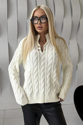 Женский шерстяной свитер premium - White