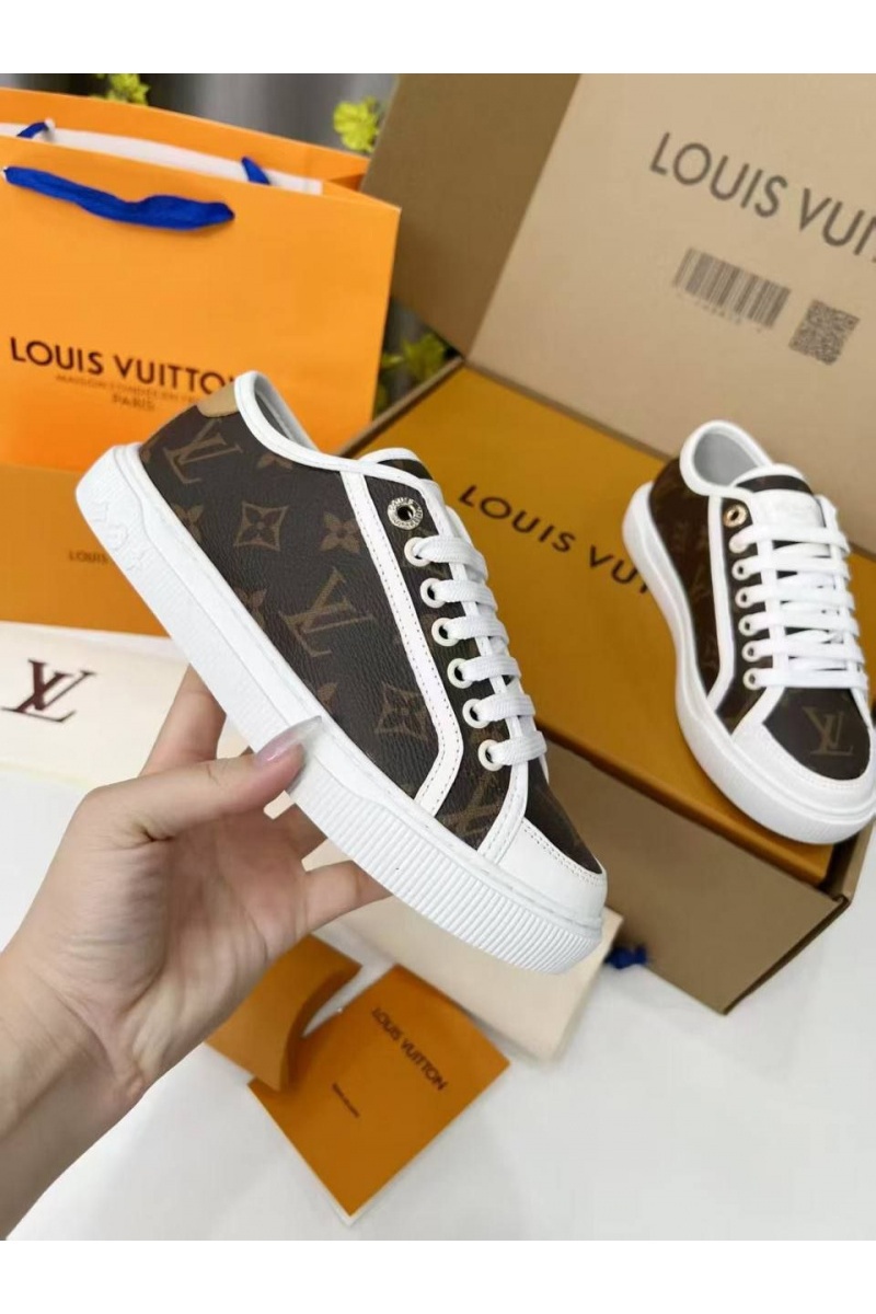 Lоuis Vuittоn Женские кожаные кеды Premium - Brown