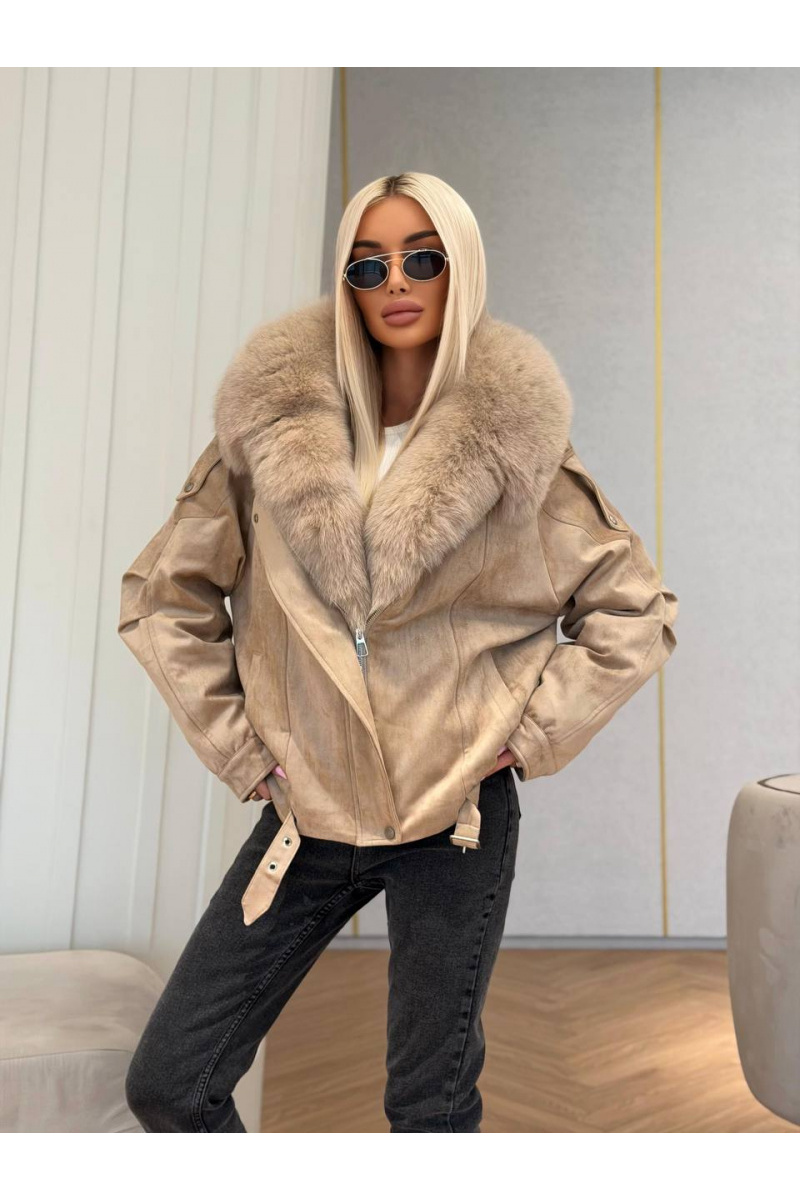 Max Mara Женская утеплённая дубленка с натуральным мехом