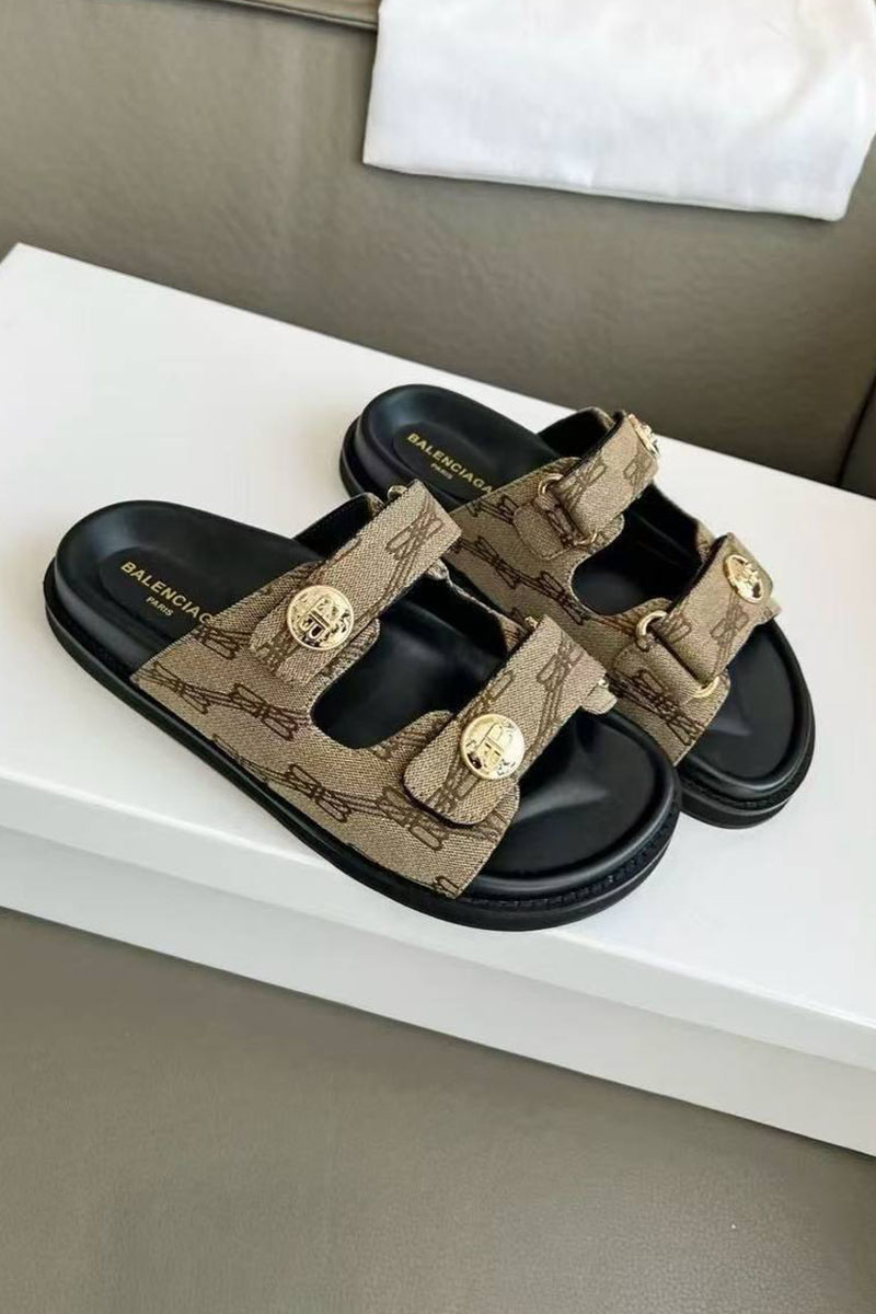 Balenciaga Женские шлёпанцы Jacquard Premium - Brown