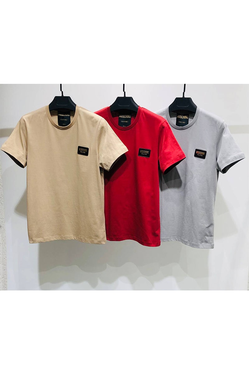 Moschino Мужская бежевая футболка logo-patch