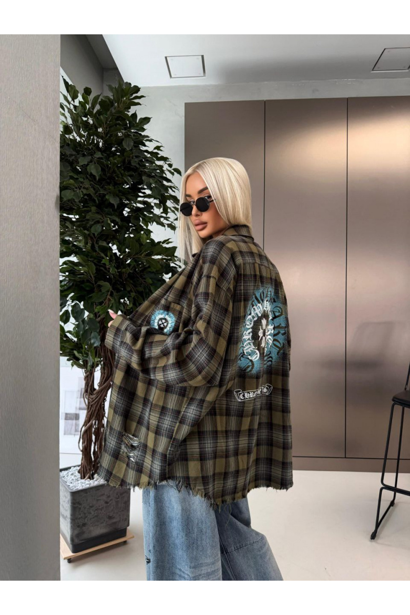 Chrome Hearts Женская оверсайз рубашка в клетку premium