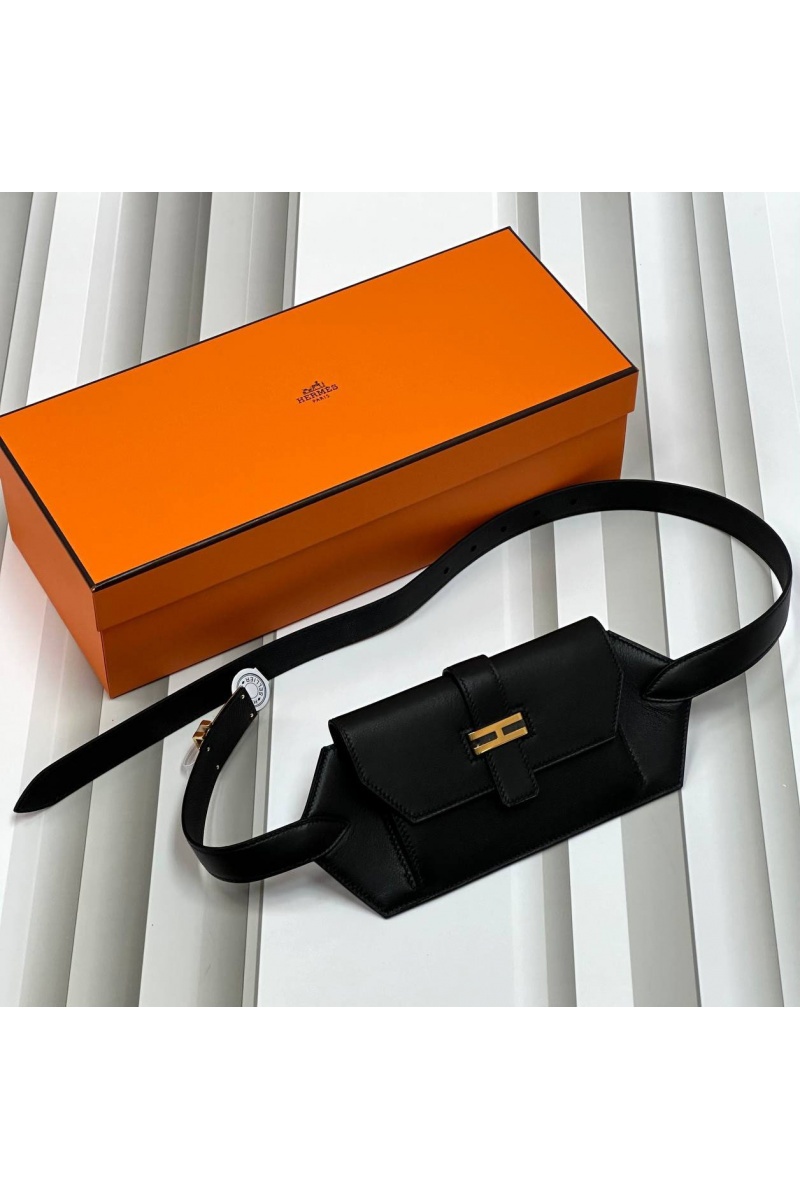 Hermes Кожаный ремень Elan Pocket 24x12 см - Black / Gold