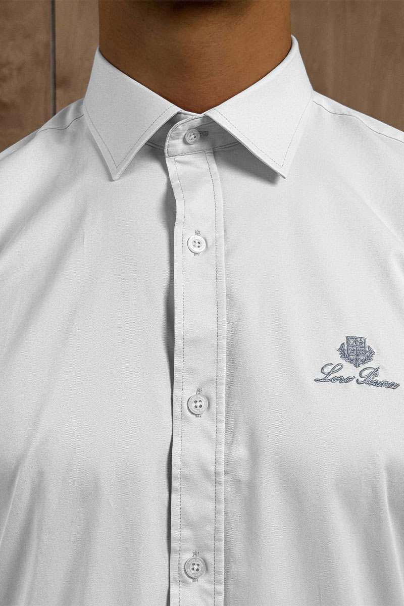 Loro Piana Мужская белая рубашка logo-embroidered