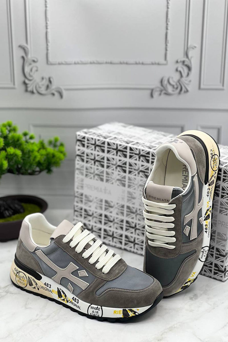 Premiata Комбинированные кроссовки Mick - Grey
