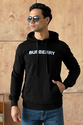 Чёрное мужское худи logo-print