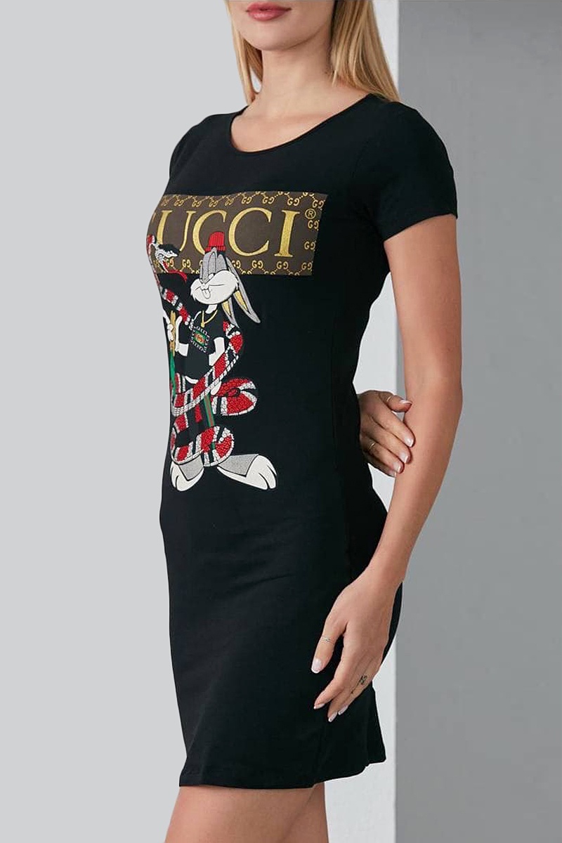 Gucci Женское брендовое платье "Bugs Bunny" - Black