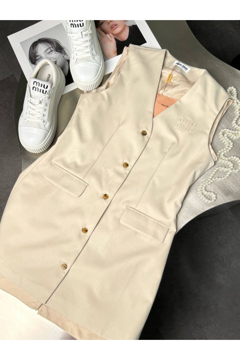 MIU MIU Женское платье бежевого цвета