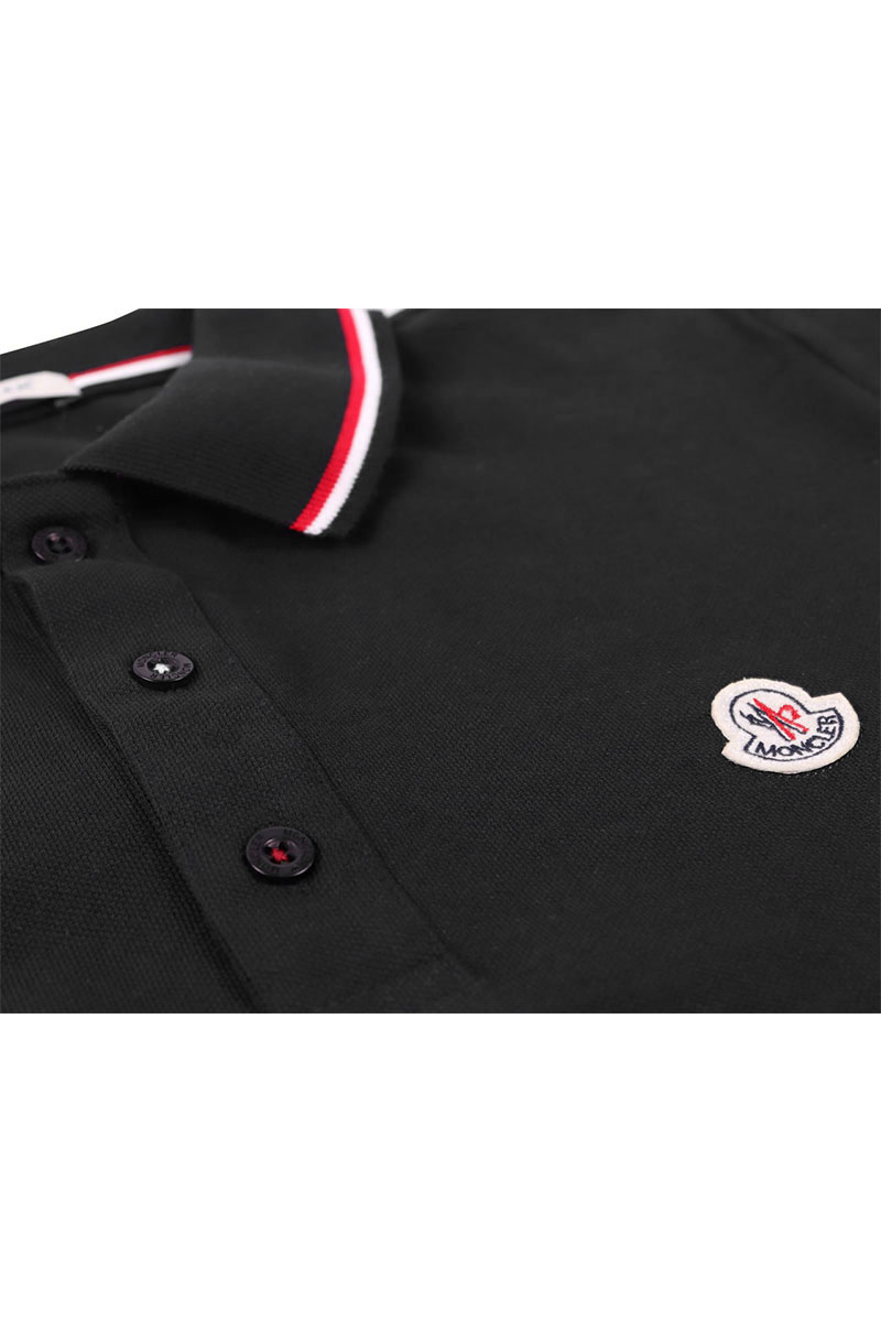 Moncler Мужское поло чёрного цвета logo-patch