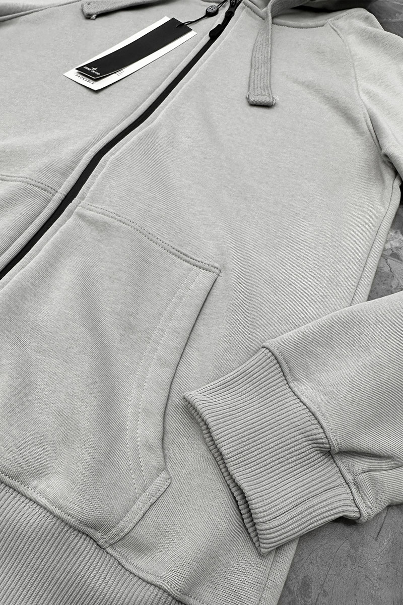 Stone Island Серая кофта на молнии compass-patch