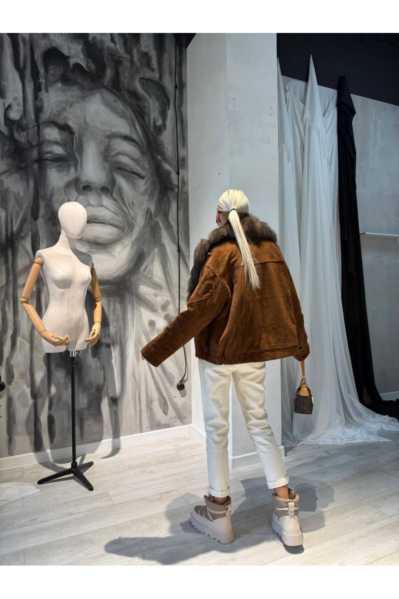 Max Mara Женский бомбер с натуральным мехом premium