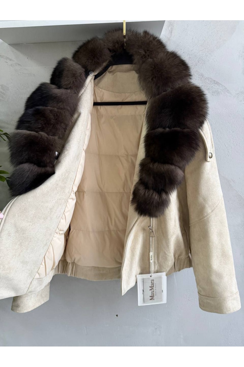 Max Mara Женский бомбер с натуральным мехом premium