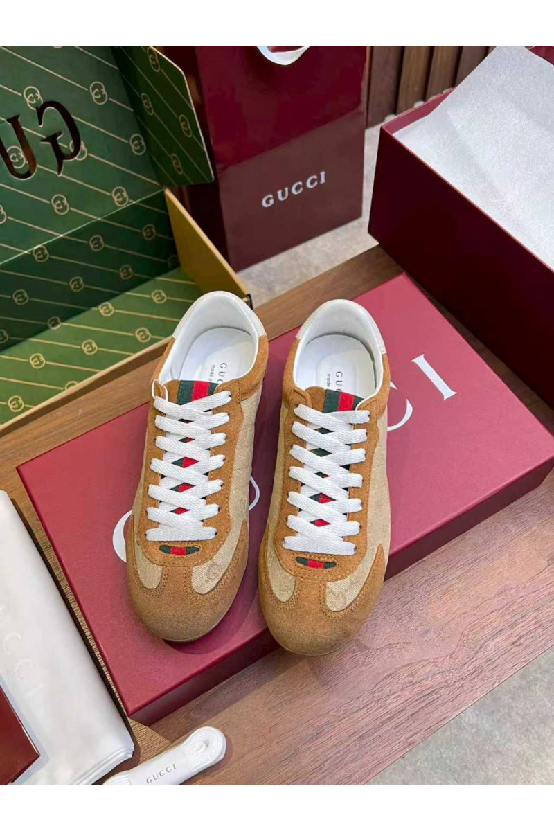 Gucci Женские кожаные кроссовки GG Shift premium