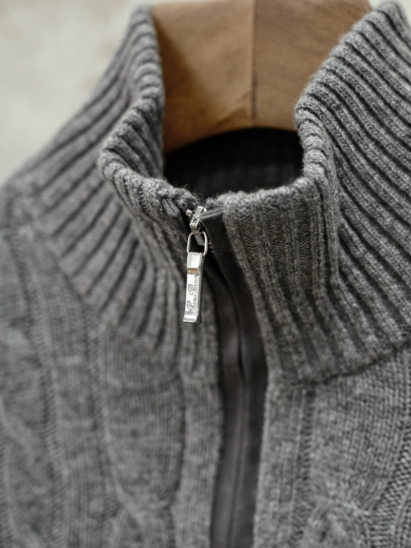 Loro Piana Кашемировый свитер Premium zip-neck - Dark Grey