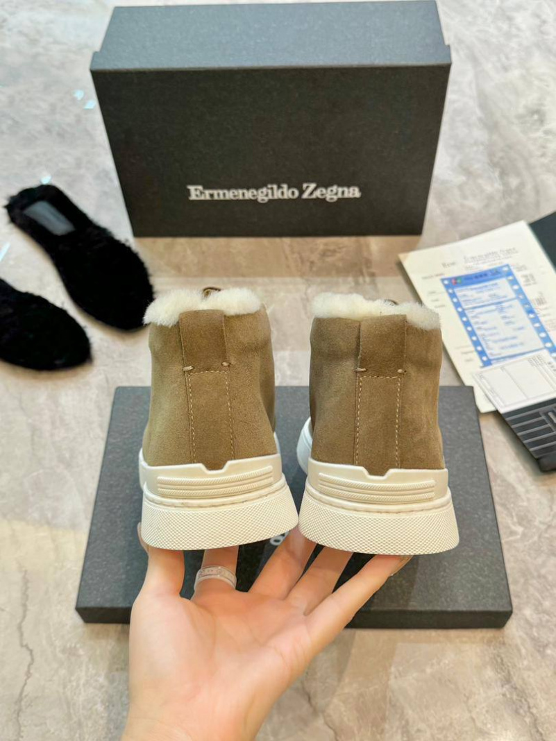 Zegna Кроссовки с мехом Triple Stitch - Beige