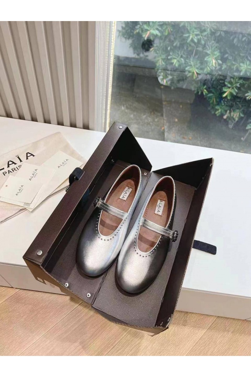 Designer Clothing Женские кожаные балетки Alaia Strass Suede premium