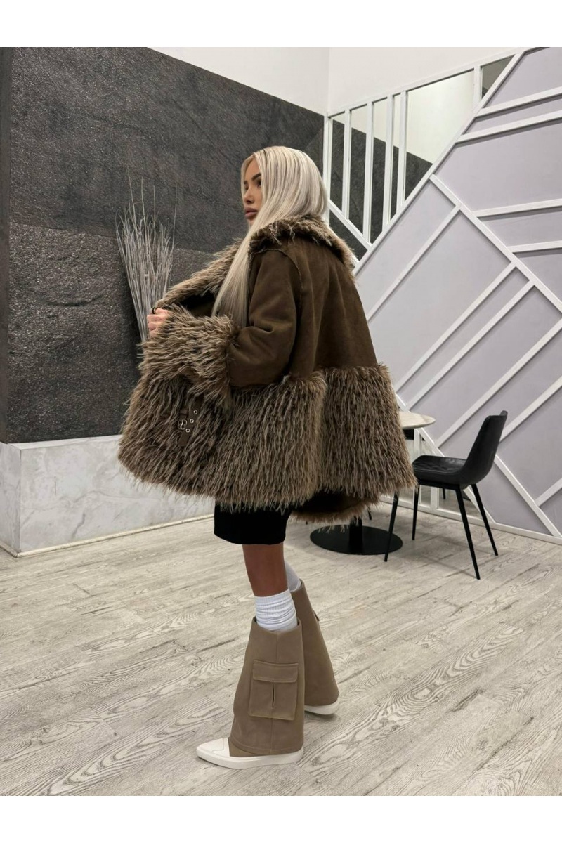 Designer Clothing Женская дубленка коричневого цвета