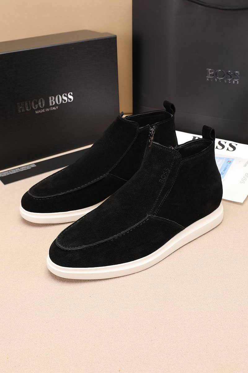 Hugо Воss Замшевые лоферы с мехом high-top - Black