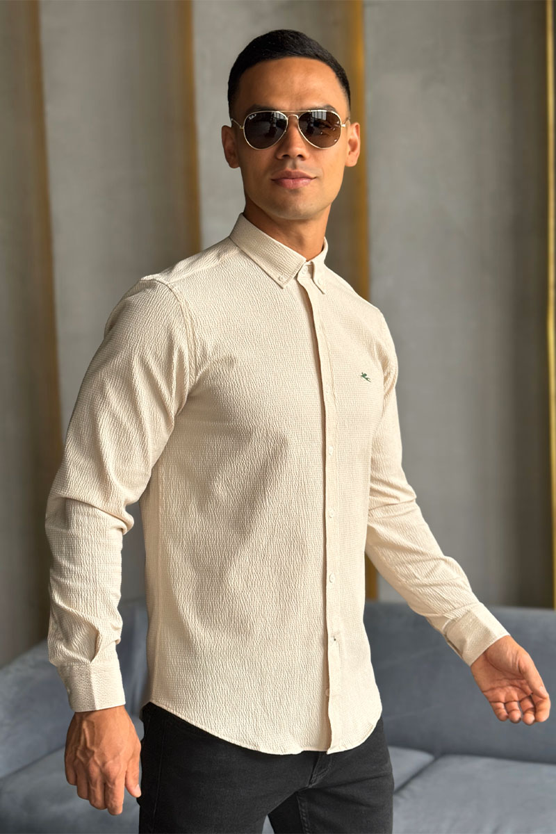 Etro Мужская бежевая рубашка Pegasus logo