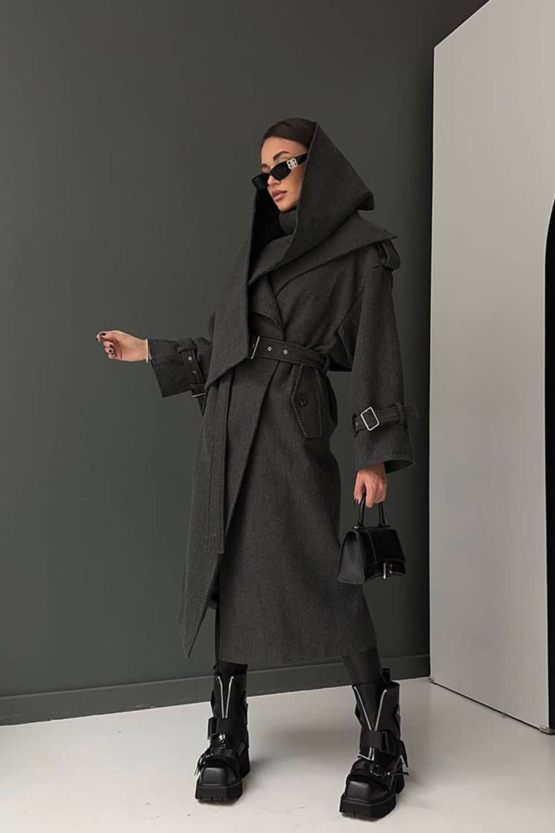 Dior Женское серое пальто с ремешком 