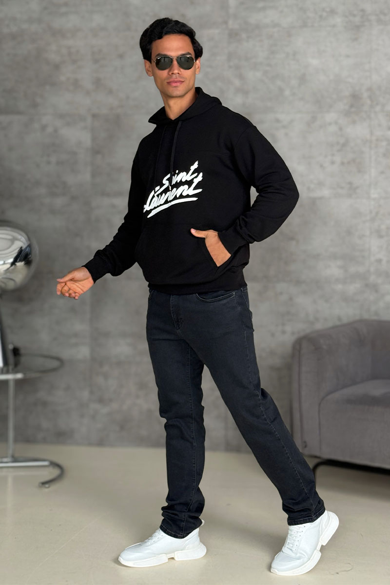 Yves Saint Laurent Чёрное худи Paris logo-print