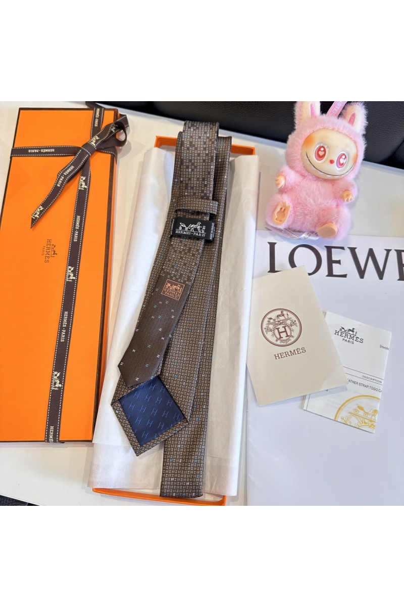 Hermes Галстук  geometric logo-print premium - Brown