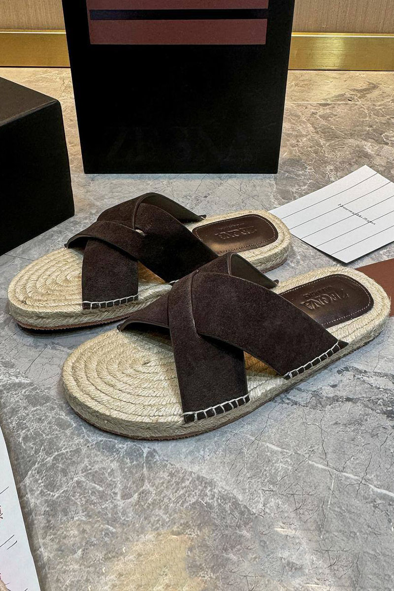 Zegna Мужские шлёпанцы suede - Brown
