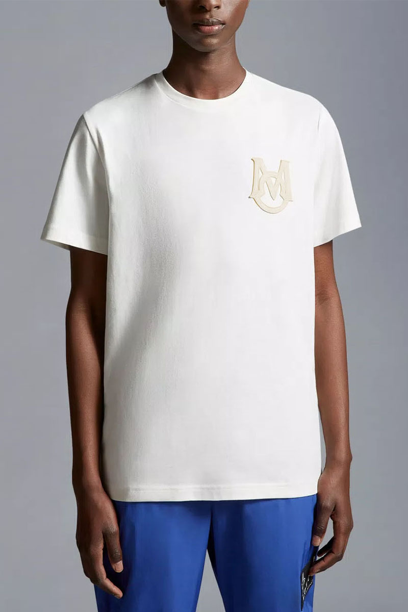 Moncler Мужская белая футболка monogram 