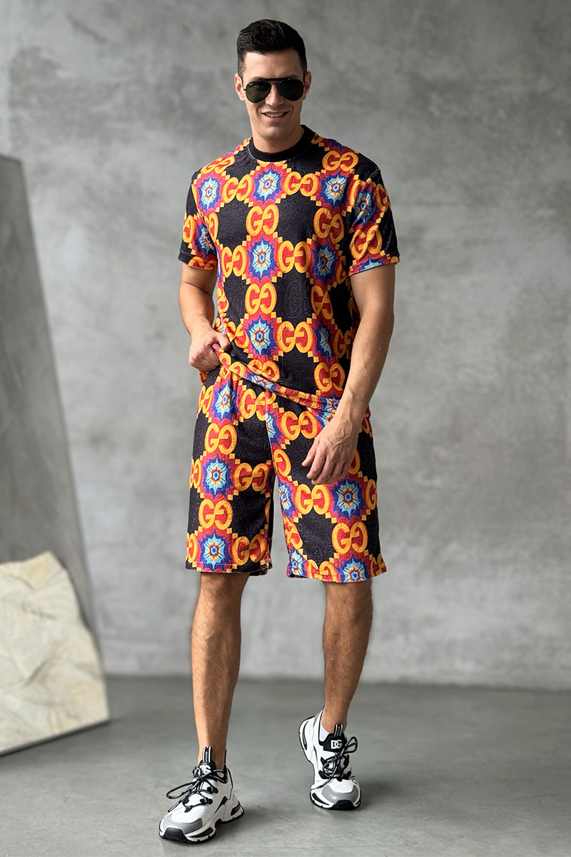 Gucci Брендовая мужская футболка GG logo all-over