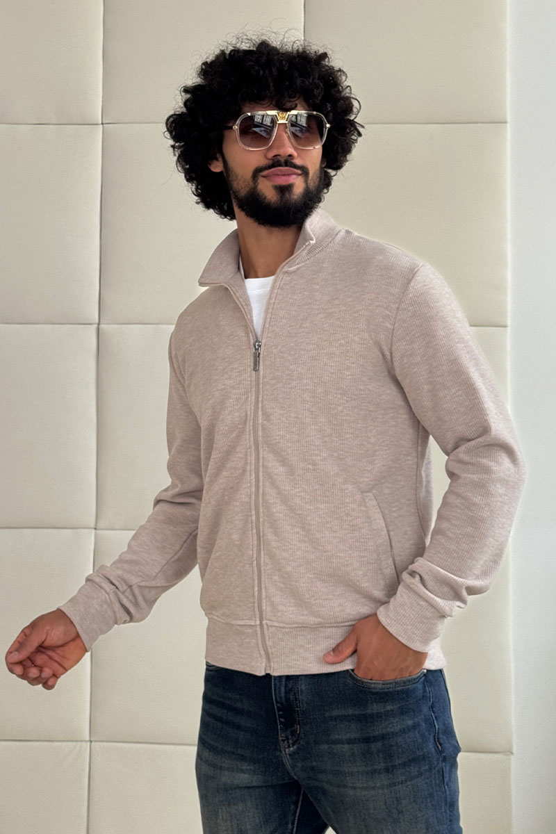 Loro Piana Мужская бежевая кофта на молнии