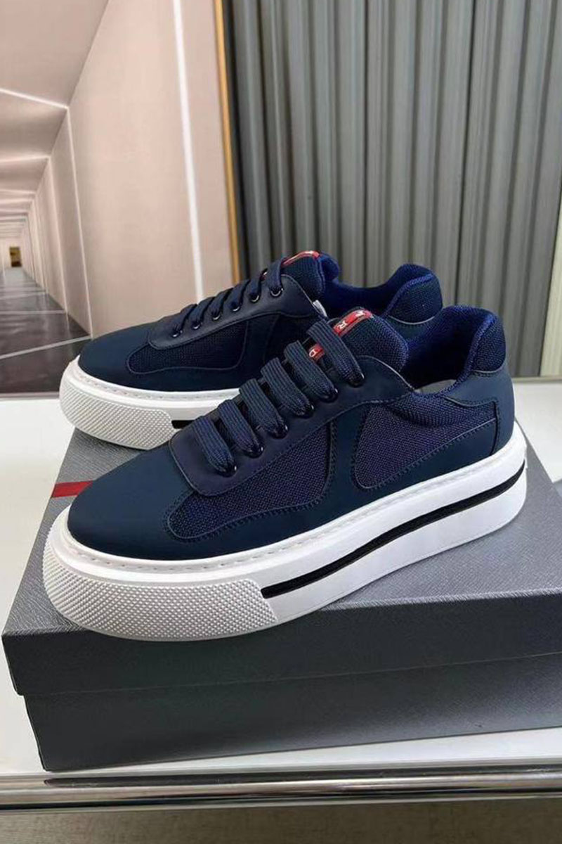 Prada Комбинированные кроссовки logo-stripe - Navy