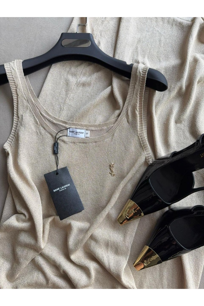 Yves Saint Laurent Женское бежевое платье 
