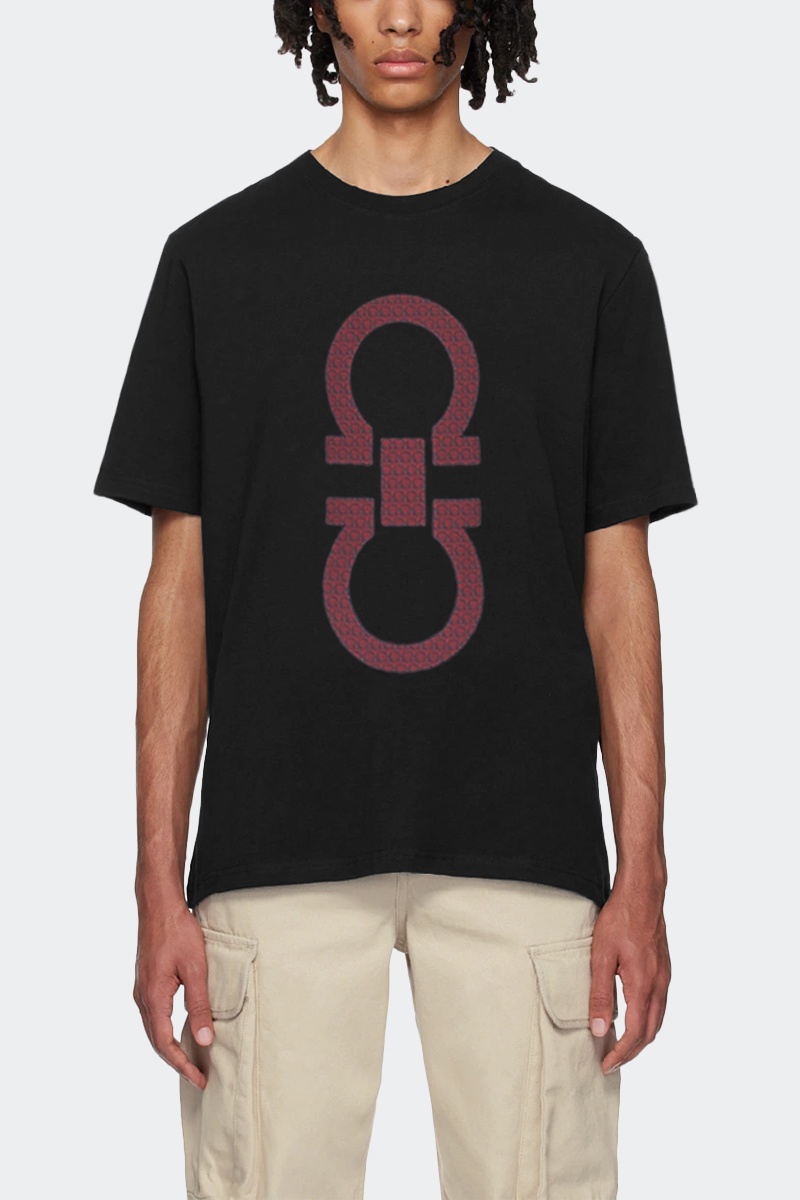 Salvatore Ferragamo Чёрная футболка Gancio-print 