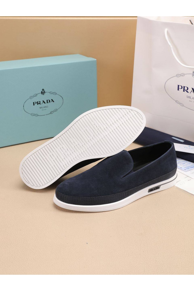 Prada Мужские замшевые слипоны Saint Tropez - Indigo