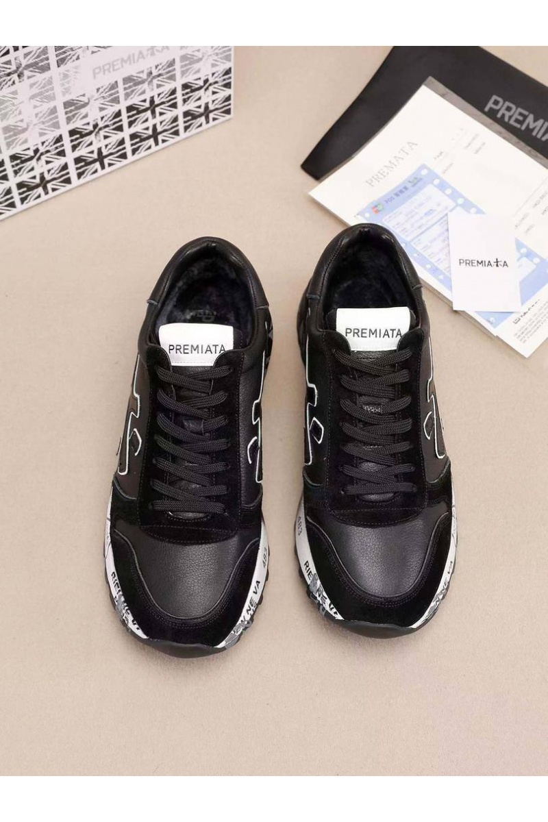 Premiata Комбинированные кроссовки с мехом low-top - Black