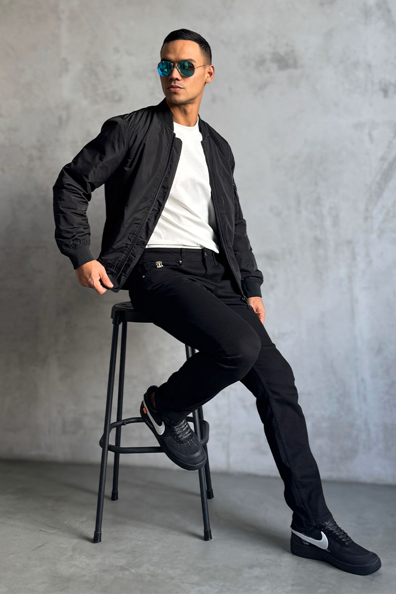 Palm Angels Мужской чёрный бомбер Miami logo-print