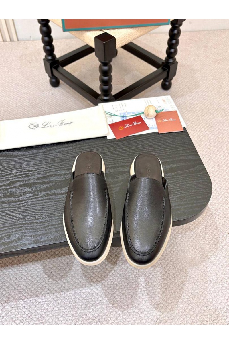 Loro Piana Мужские кожаные шлёпанцы 