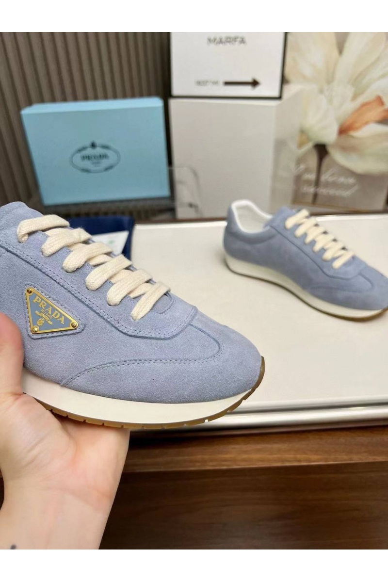 Prada Женские замшевые кроссовки Premium - Blue