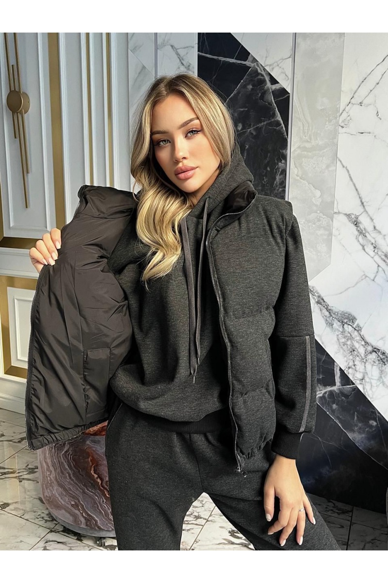 Designer Женский тёмно-серый костюм тройка 