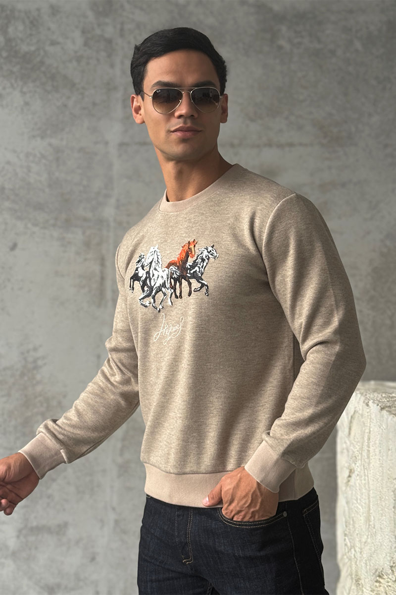 Hermes Мужской свитшот бежевого цвета