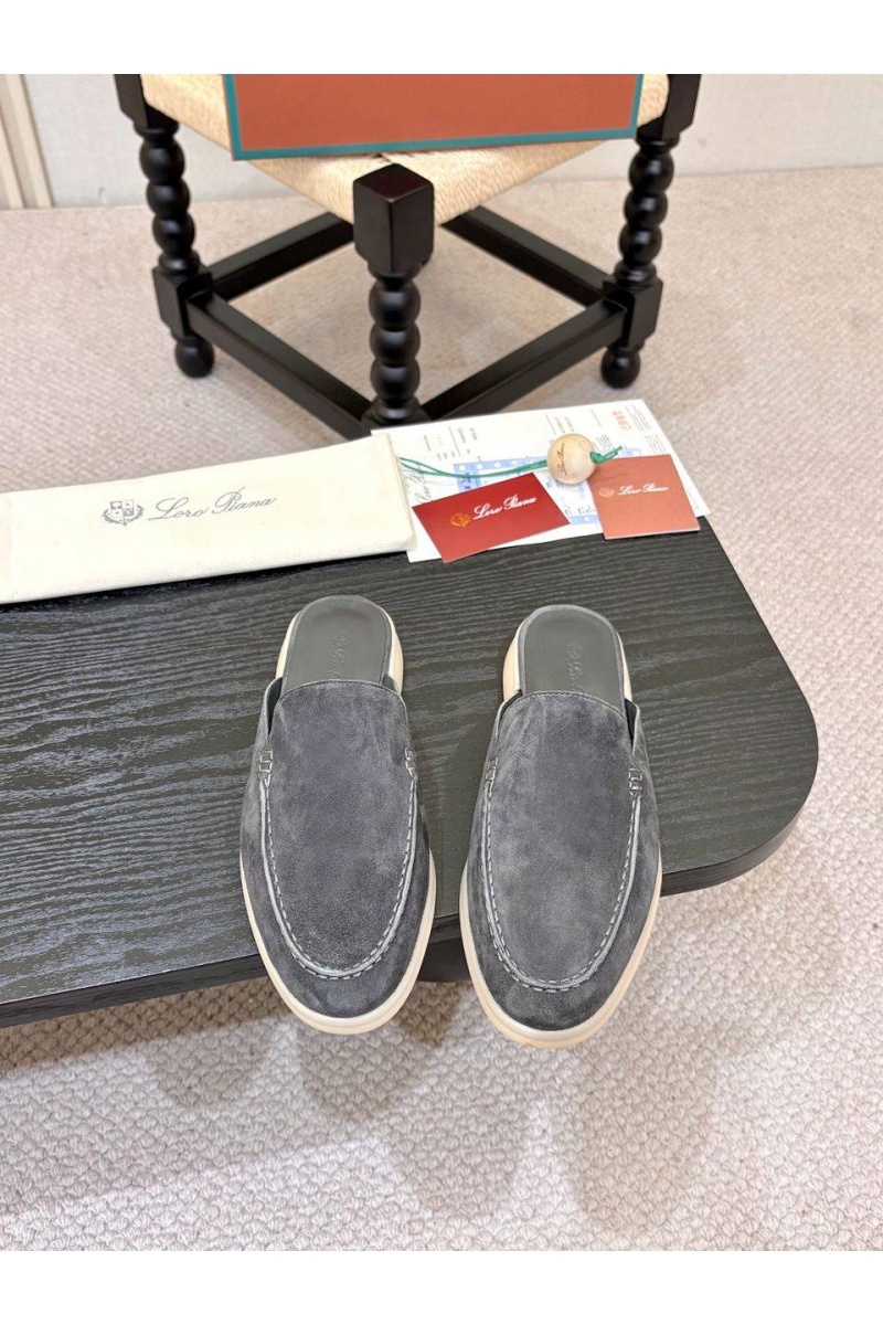 Loro Piana Мужские замшевые шлёпанцы