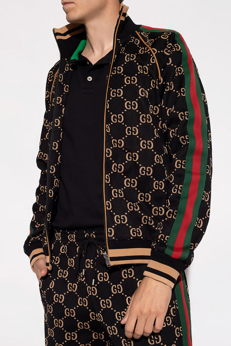 Gucci Чёрная кофта на молнии GG monogram 